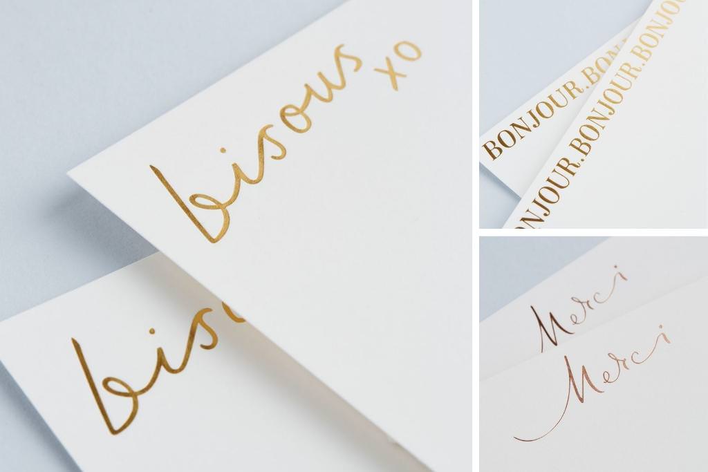 Bisous Foiled Notecards from Papier Bisous Foiled Notecards from Papier