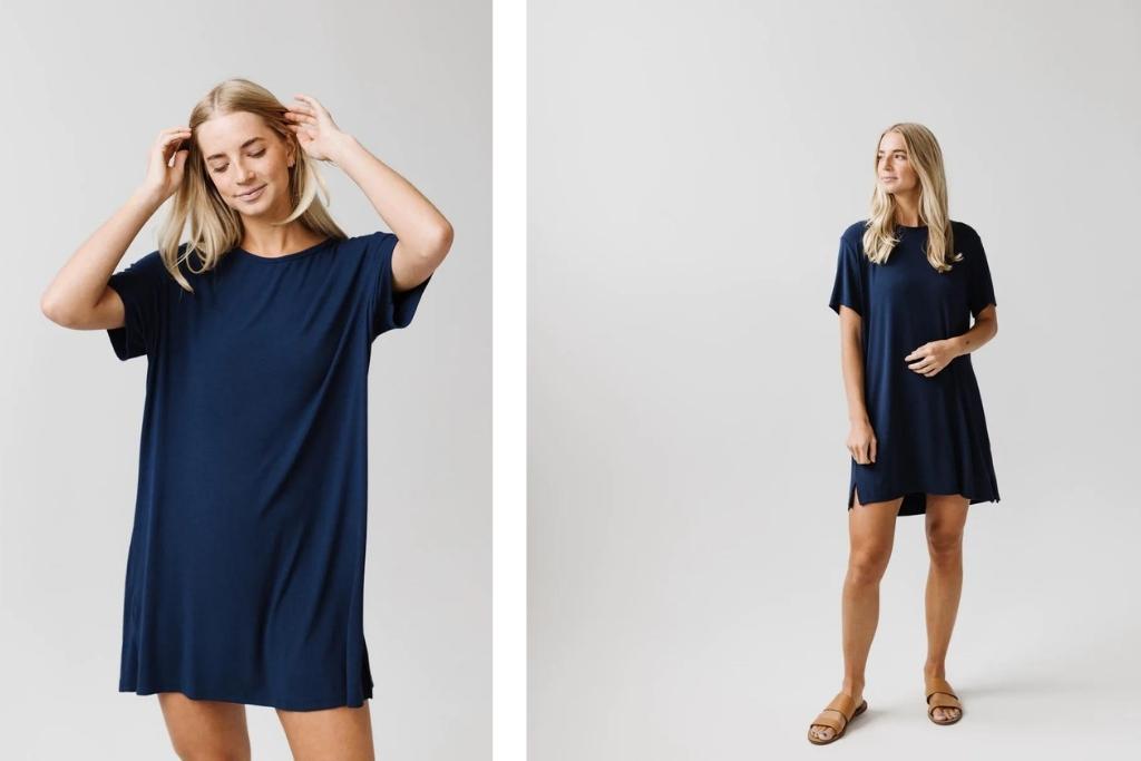 Women's Bamboo Rib-Knit Boyfriend Sleep Dress - Cozy Earth