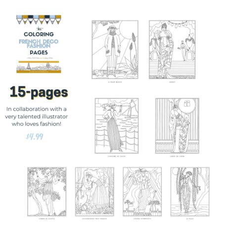Paris Coloring Pages 2 Collage 1 French Deco Fashion Coloring Pages