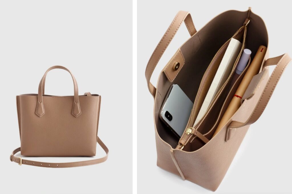 Quince Italian Leather Small Triple Compartment Tote