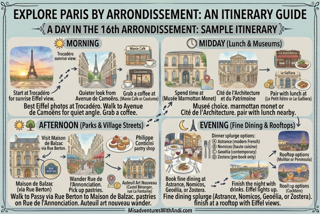 Illustration of a day in the 16th arrondissement of Paris