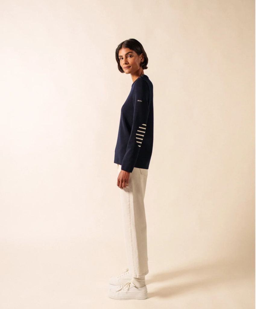 Saint James Brégancon Breton sweater with jacquard elbow patches